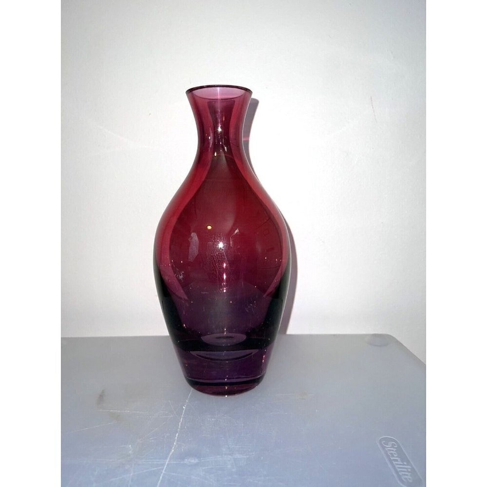 Vintage KROSNO Poland Purple  Art Glass Vase 10 in.